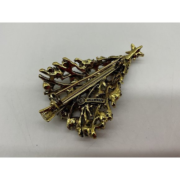 Hollycraft Vintage Christmas Tree Pin w/Matching Clip Earrings MCM Collectible - Picture 7 of 16